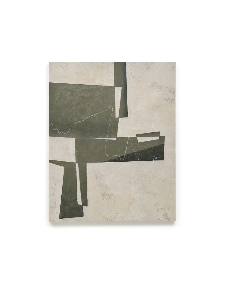 KAVE HOME Fida, grn abstrakt lrred, 118 x 94 cm