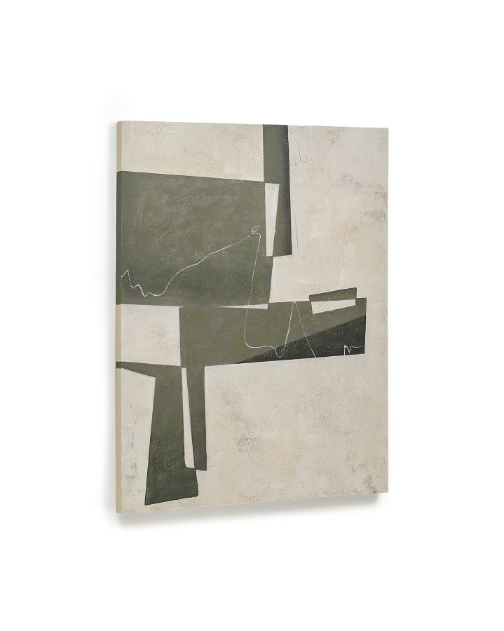 KAVE HOME Fida, grn abstrakt lrred, 118 x 94 cm