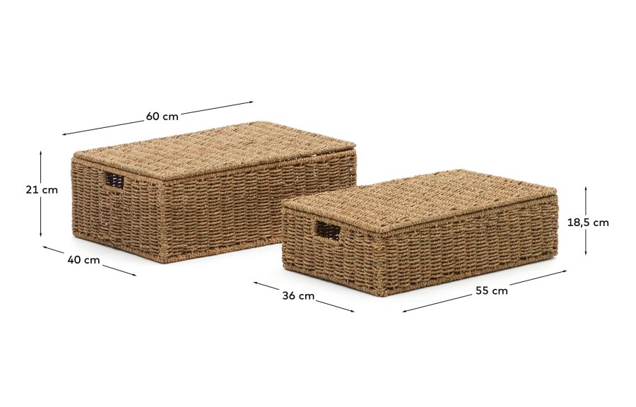 KAVE HOME Tossa st med 2 naturfiberkurve med lg, 55 x 36 cm / 60 x 40 cm