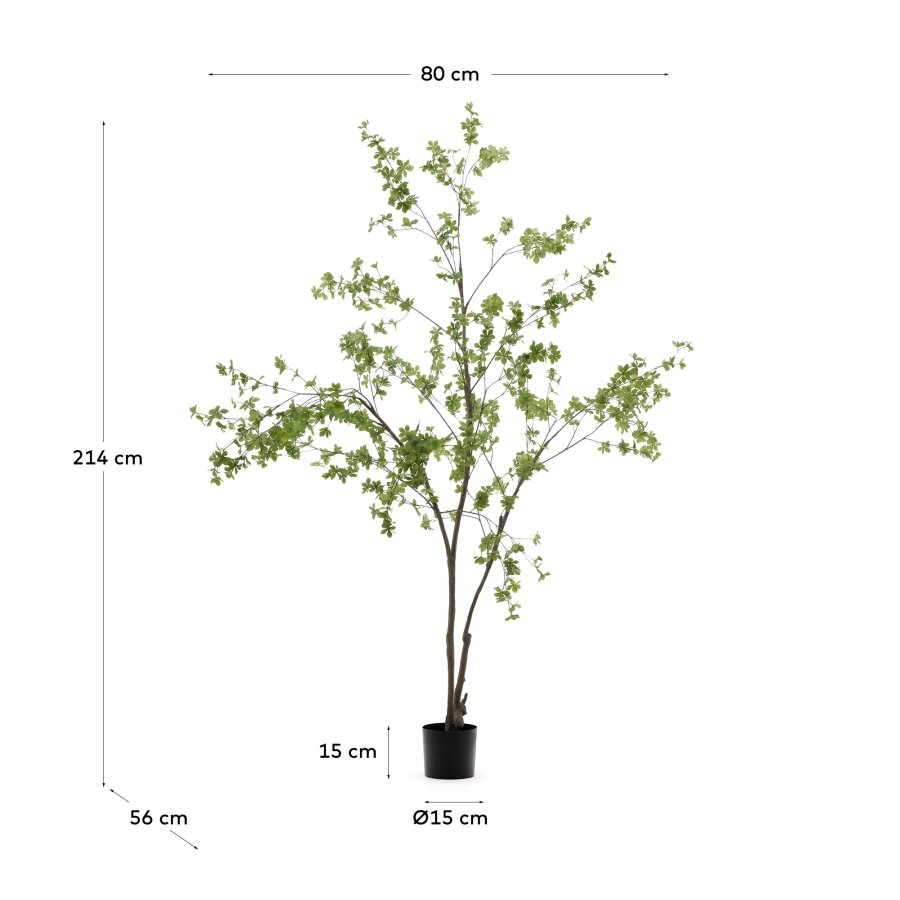 KAVE HOME Enkianthus kunstigt tr med sort potte 214 cm