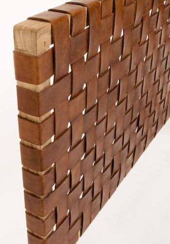 KAVE HOME Calixta sengegavl - brun lder og natur teaktr (til 150 cm senge)