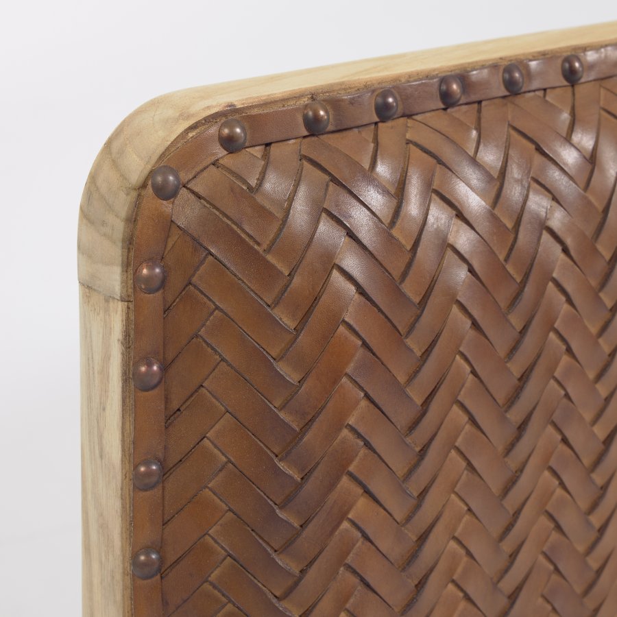 KAVE HOME Natesa sengegavl - natur koskind og teaktr (til 160 cm senge)