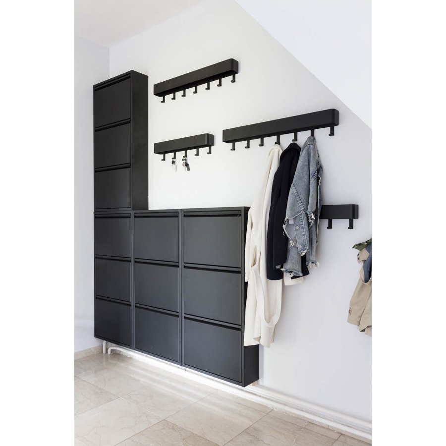 SPINDER DESIGN rektangulr Dax Play knagerkke, m. 3 knager - sort stl 