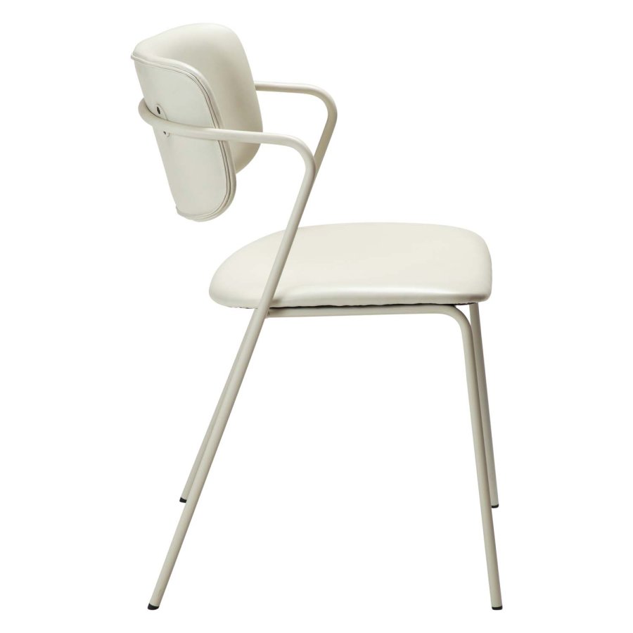 DAN-FORM Zed spisebordsstol, m. armln - knoglehvid kunstlder og knoglehvid stl