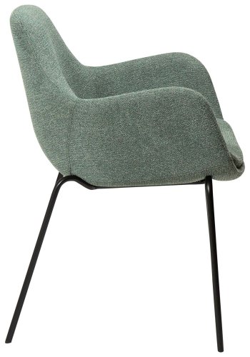 DAN-FORM Zimmer lnestol - grn bouclé stof og sort stl