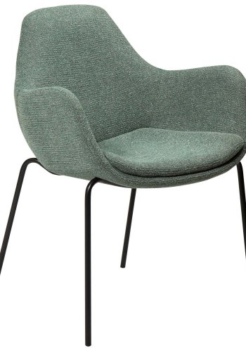 DAN-FORM Zimmer lnestol - grn bouclé stof og sort stl