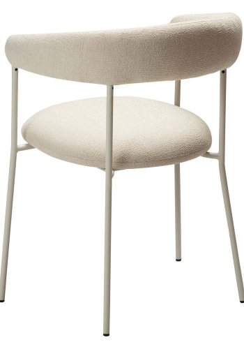 DAN-FORM Plenti lnestol - benhvid bouclé stof og benhvid stl