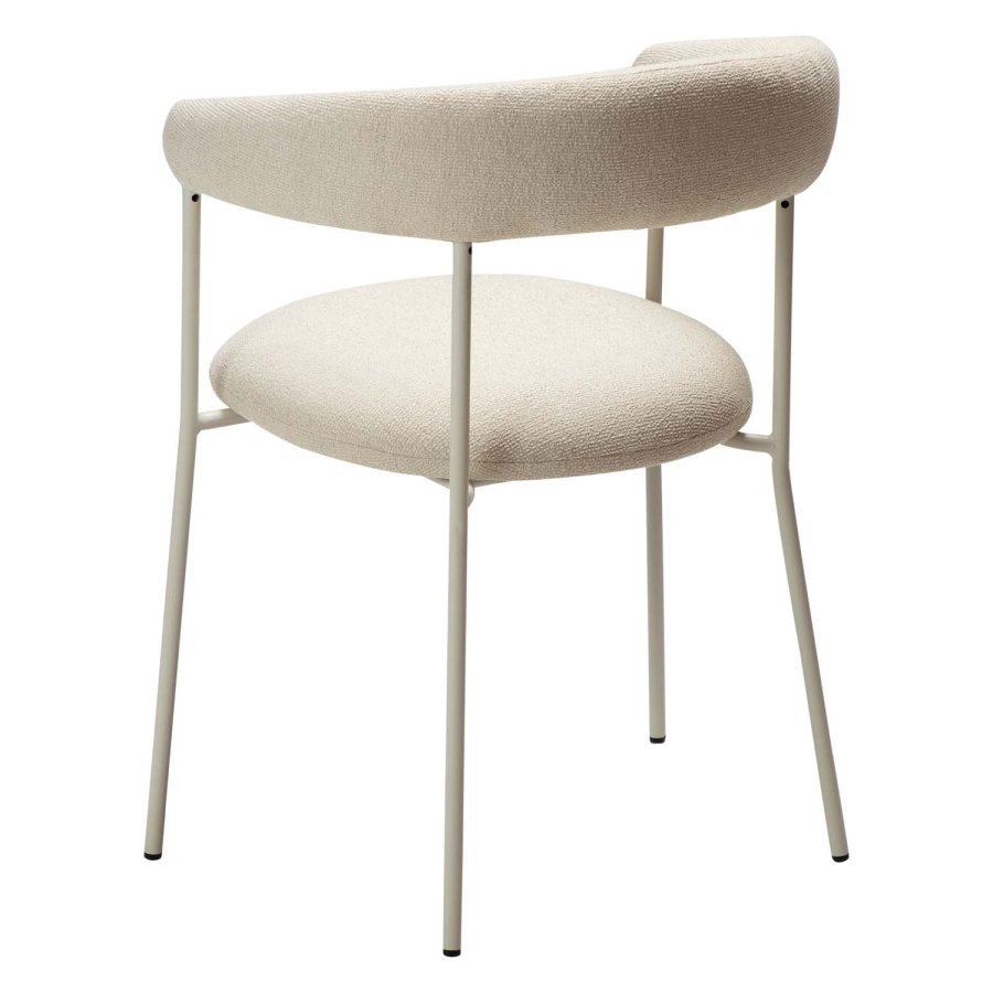 DAN-FORM Plenti lnestol - benhvid bouclé stof og benhvid stl