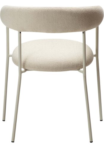 DAN-FORM Plenti lnestol - benhvid bouclé stof og benhvid stl