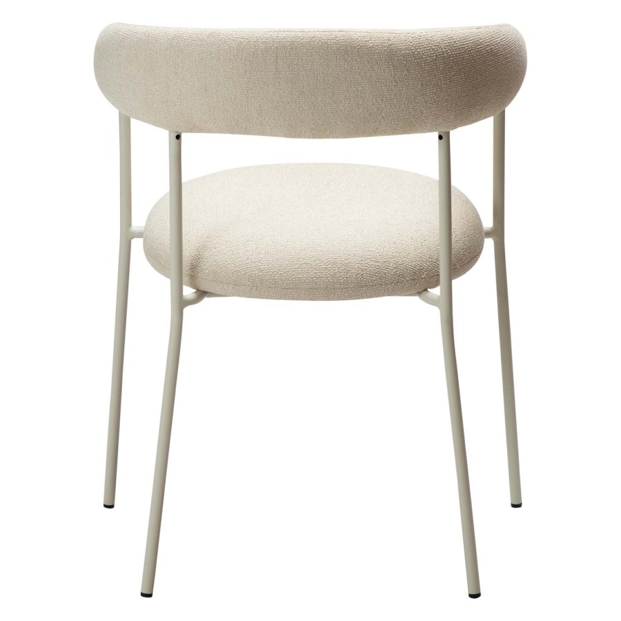 DAN-FORM Plenti lnestol - benhvid bouclé stof og benhvid stl