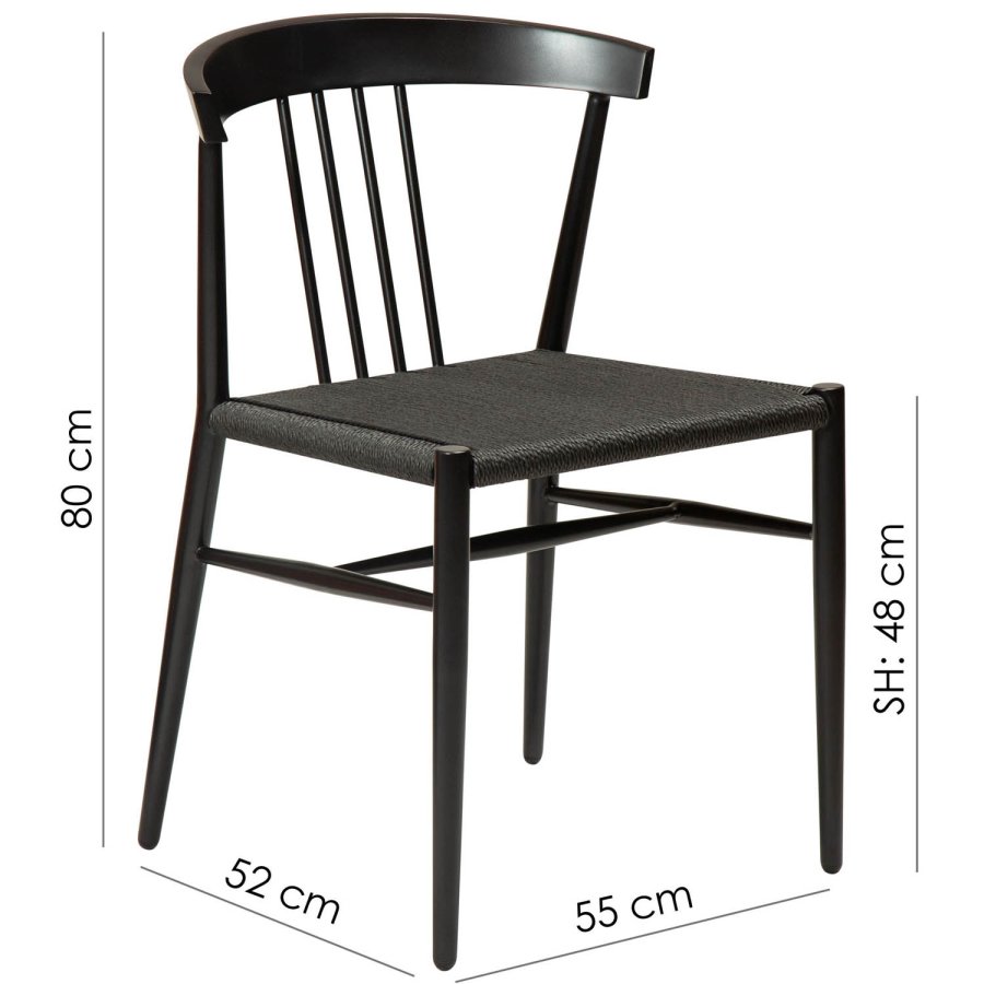 DAN-FORM Sava spisebordsstol - sort papirsnor og sort stl