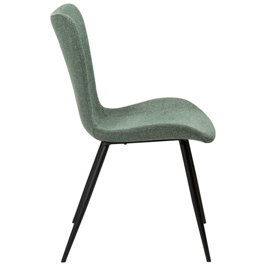 DAN-FORM Medusa spisebordsstol - grn bouclé stof og sort stl