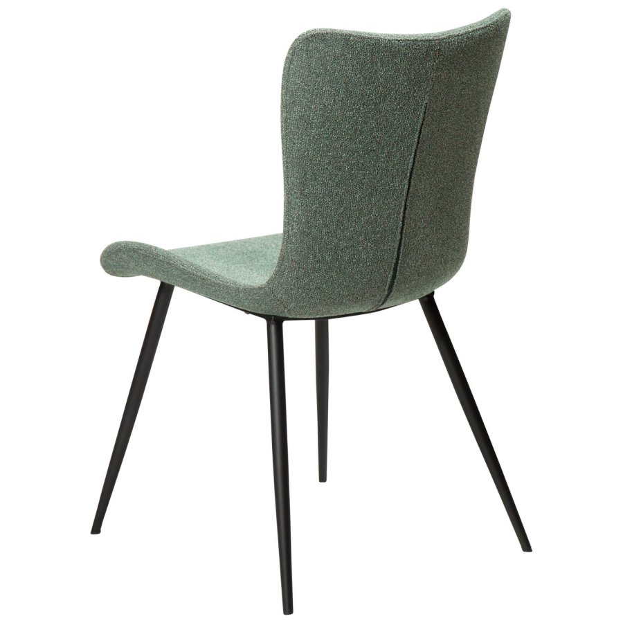 DAN-FORM Medusa spisebordsstol - grn bouclé stof og sort stl