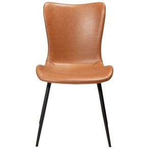 DAN-FORM Medusa spisebordsstol - vintage lysebrun kunstlder og sort stl