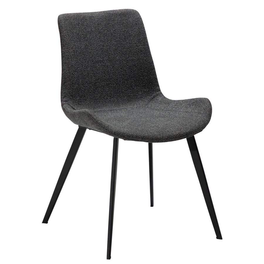 DAN-FORM Hype spisebordsstol - gr bouclé stof og sort stl