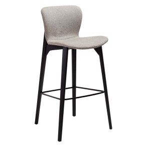DAN-FORM Paragon barstol, m. rygln og fodsttte - brun bouclé stof og sort asketr