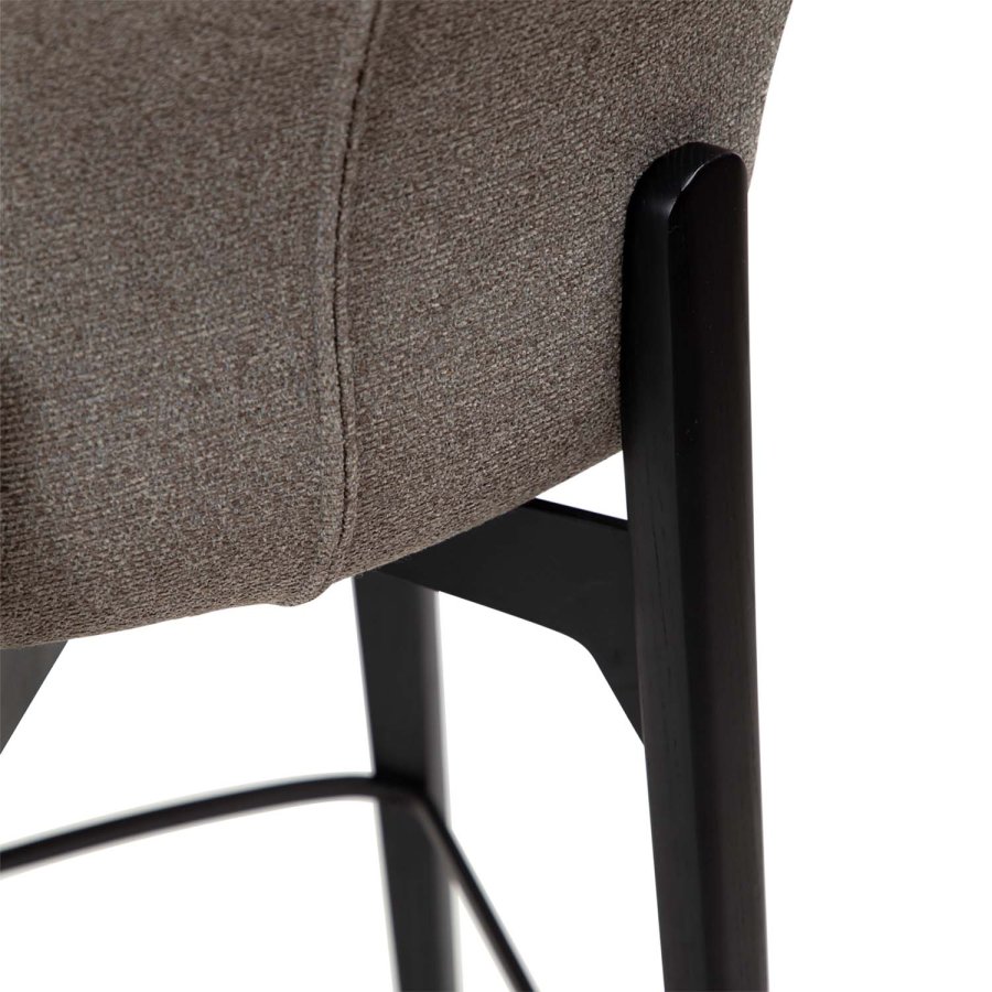 DAN-FORM Paragon barstol, m. rygln og fodsttte - brun bouclé stof og sort asketr