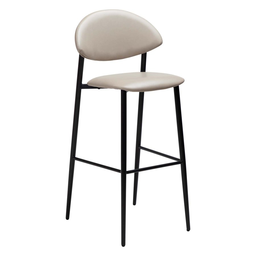 DAN-FORM Tush barstol, m. rygln og fodsttte - kashmir kunstlder og sort stl