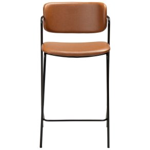 DAN-FORM Zed counterstol, m. rygln, armln og fodsttte - vintage lysebrun kunstlder og sort stl