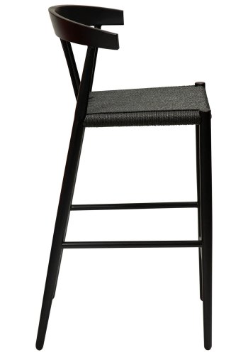 DAN-FORM Sava counterstol, m. rygln og fodsttte - sort papirsnor og sort stl