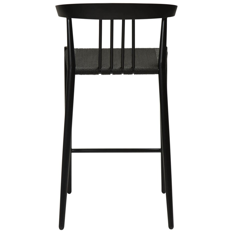 DAN-FORM Sava counterstol, m. rygln og fodsttte - sort papirsnor og sort stl