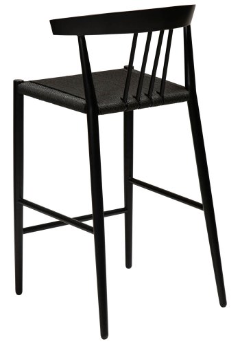 DAN-FORM Sava counterstol, m. rygln og fodsttte - sort papirsnor og sort stl