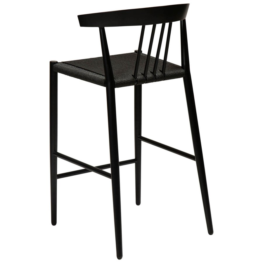 DAN-FORM Sava counterstol, m. rygln og fodsttte - sort papirsnor og sort stl