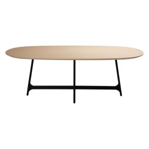 DAN-FORM Ooid spisebord, oval - brun egefinér og sort stl (110x220)