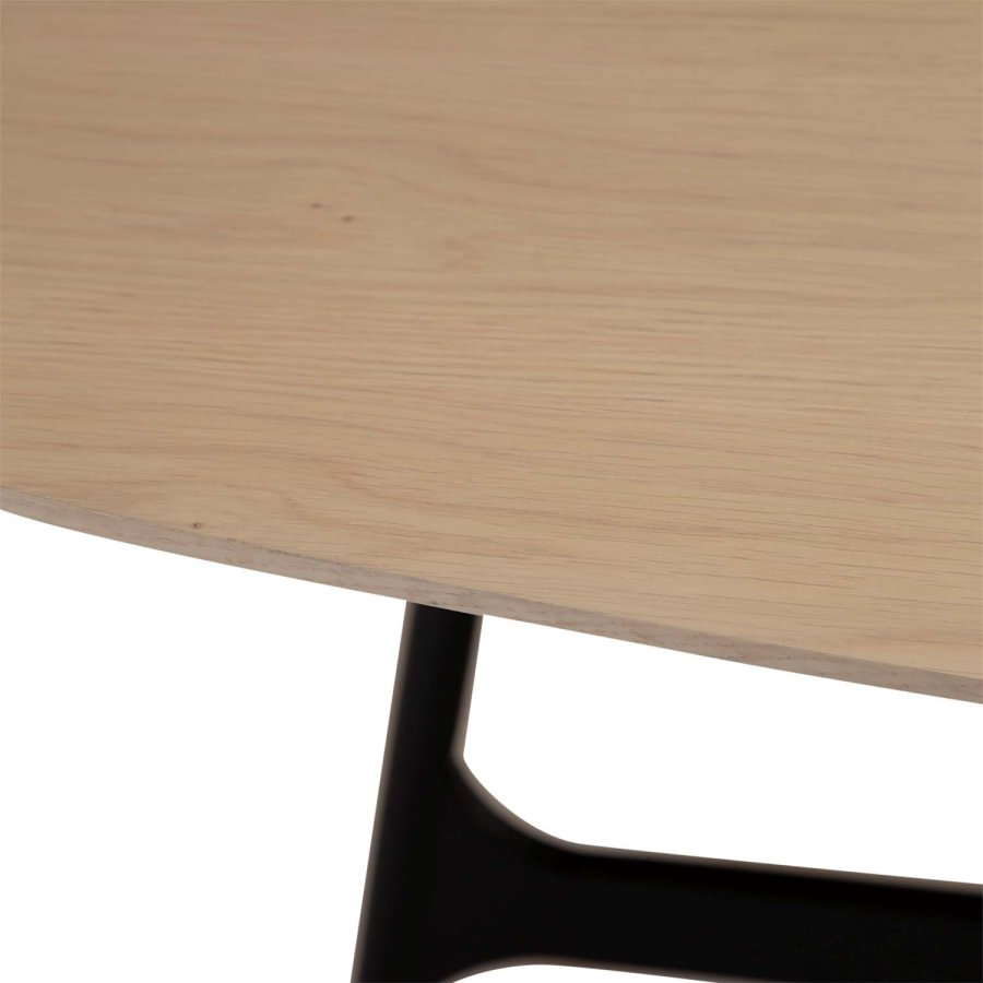 DAN-FORM Ooid spisebord, oval - brun egefinér og sort stl (110x220)