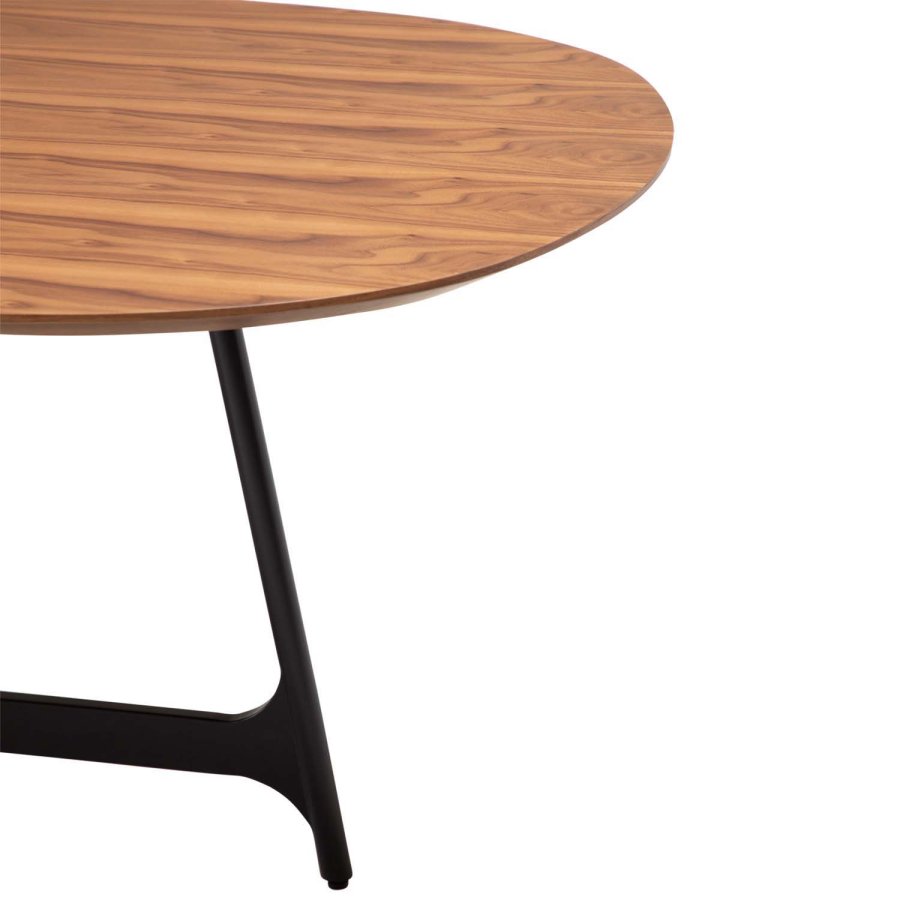 DAN-FORM Ooid spisebord, oval - brun valndfinér og sort stl (110x220)