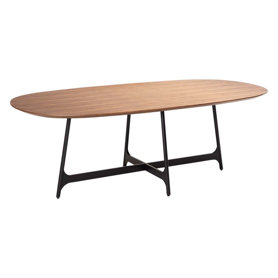 DAN-FORM Ooid spisebord, oval - brun valndfinér og sort stl (110x220)