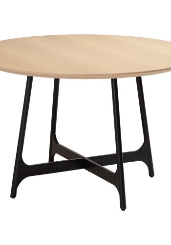 DAN-FORM Ooid spisebord, rund - brun egefinér og sort stl (120)