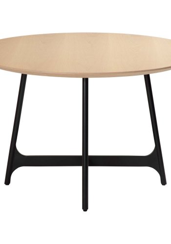 DAN-FORM Ooid spisebord, rund - brun egefinér og sort stl (120)