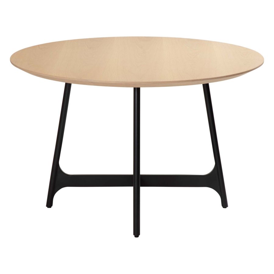 DAN-FORM Ooid spisebord, rund - brun egefinér og sort stl (120)