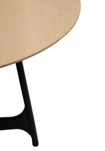 DAN-FORM Ooid spisebord, rund - brun egefinér og sort stl (120)