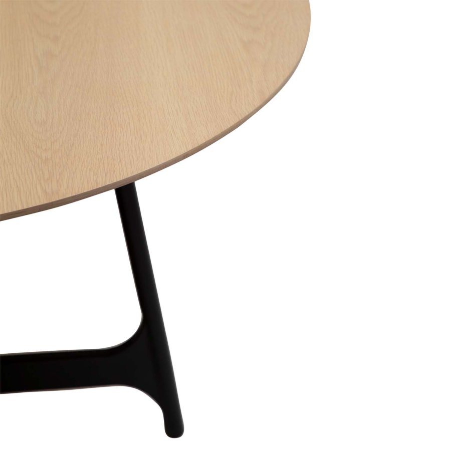 DAN-FORM Ooid spisebord, rund - brun egefinér og sort stl (120)
