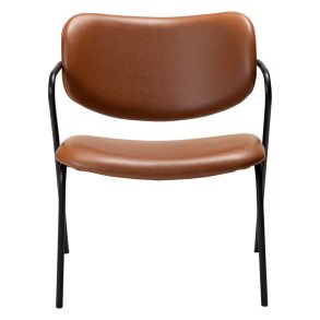 DAN-FORM Zed loungestol, m. armln - vintage lysebrun kunstlder og sort stl