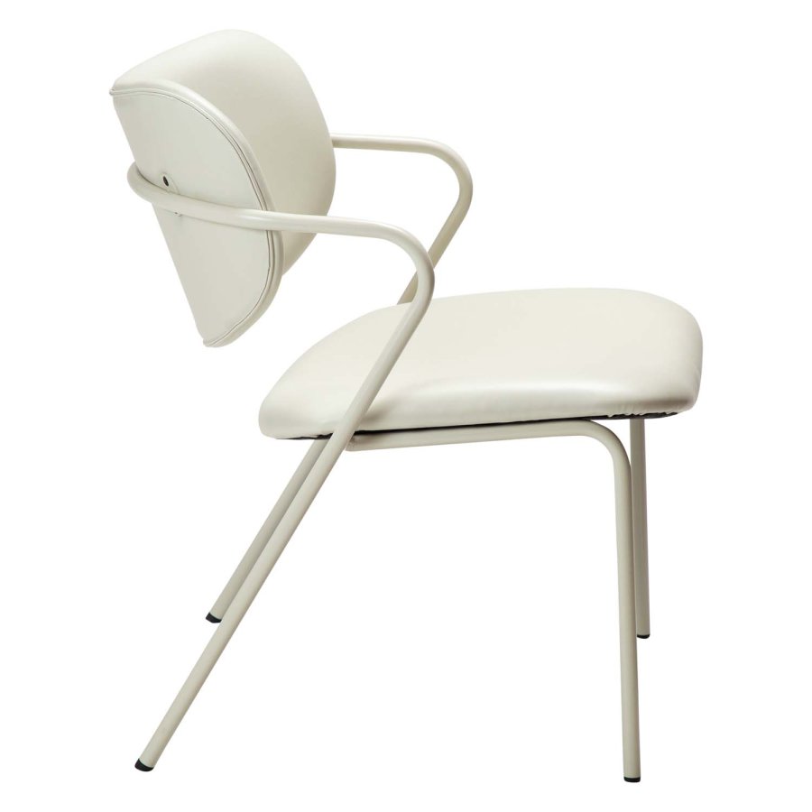 DAN-FORM Zed loungestol, m. armln - knoglehvid kunstlder og knoglehvid stl