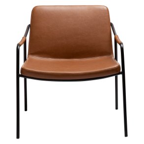 DAN-FORM Boto loungestol, m. armln - vintage lysebrun kunstlder og sort stl