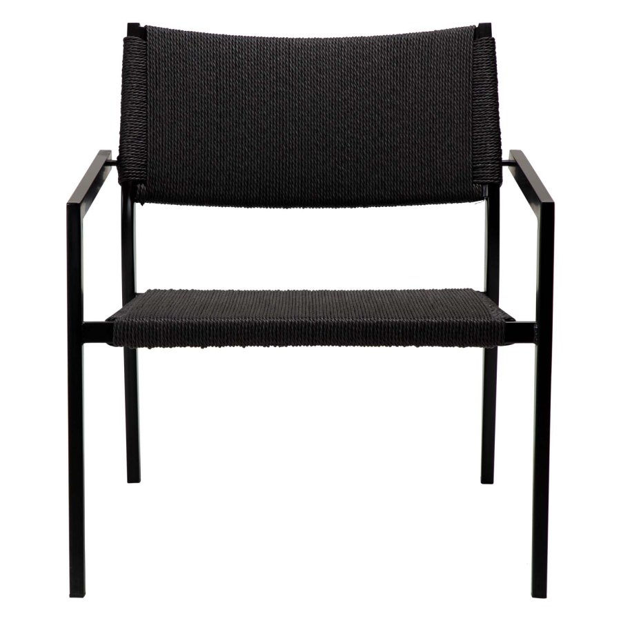 DAN-FORM Loop loungestol, m. armln - sort papirsnor og sort stl