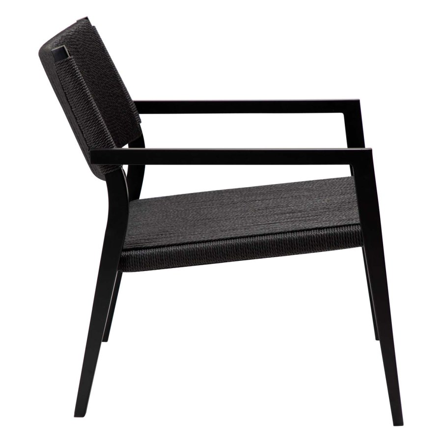 DAN-FORM Loop loungestol, m. armln - sort papirsnor og sort stl
