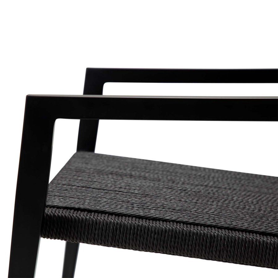 DAN-FORM Loop loungestol, m. armln - sort papirsnor og sort stl