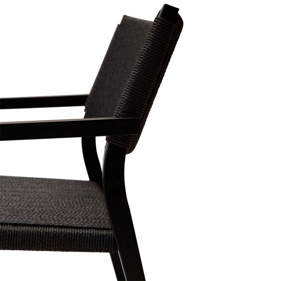 DAN-FORM Loop loungestol, m. armln - sort papirsnor og sort stl