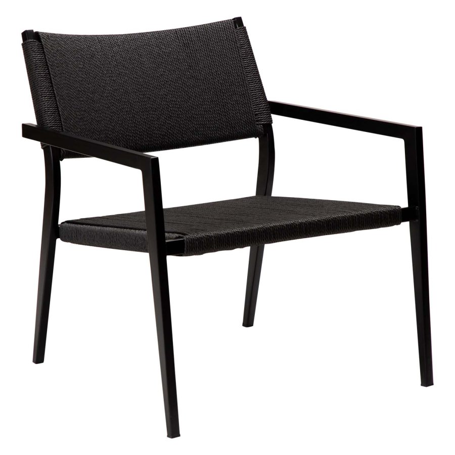 DAN-FORM Loop loungestol, m. armln - sort papirsnor og sort stl