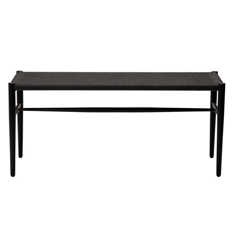 DAN-FORM Sava bnk, rektangulr - sort papirsnor og sort stl (100x35)