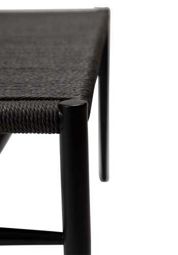 DAN-FORM Sava bnk, rektangulr - sort papirsnor og sort stl (100x35)