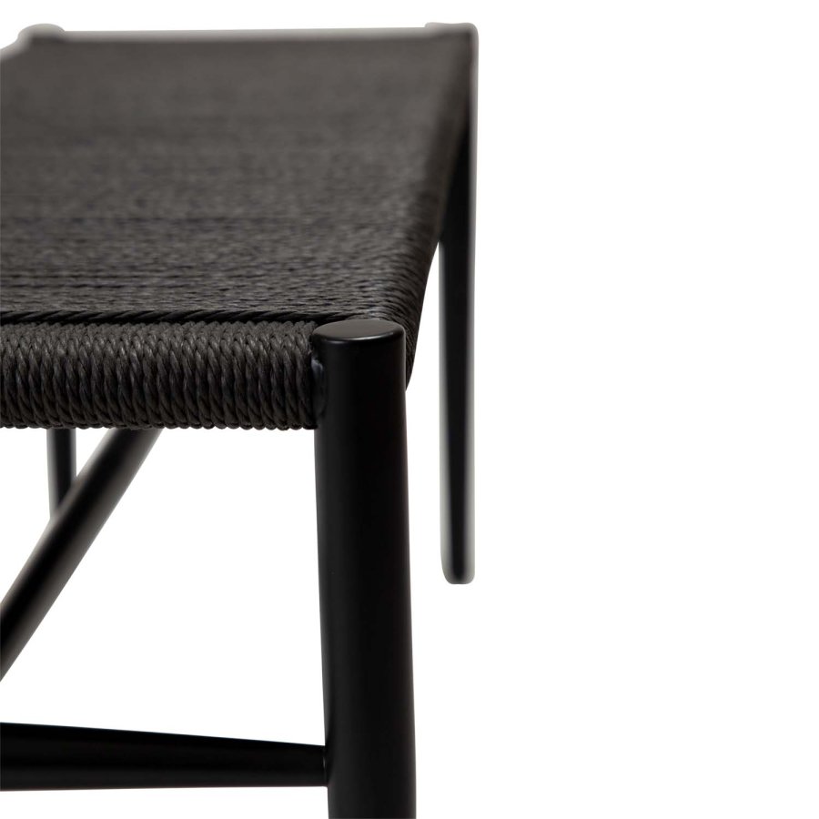 DAN-FORM Sava bnk, rektangulr - sort papirsnor og sort stl (100x35)