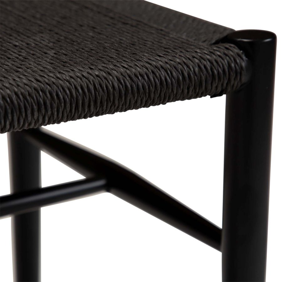 DAN-FORM Sava bnk, rektangulr - sort papirsnor og sort stl (100x35)