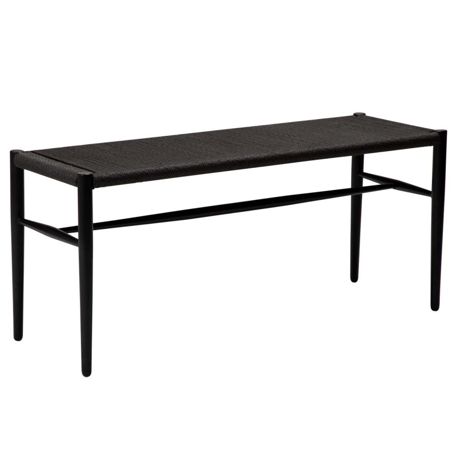 DAN-FORM Sava bnk, rektangulr - sort papirsnor og sort stl (100x35)