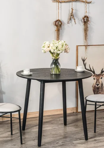 NORDLYS Tradition spisebord, rund - sort fyrretr (90)